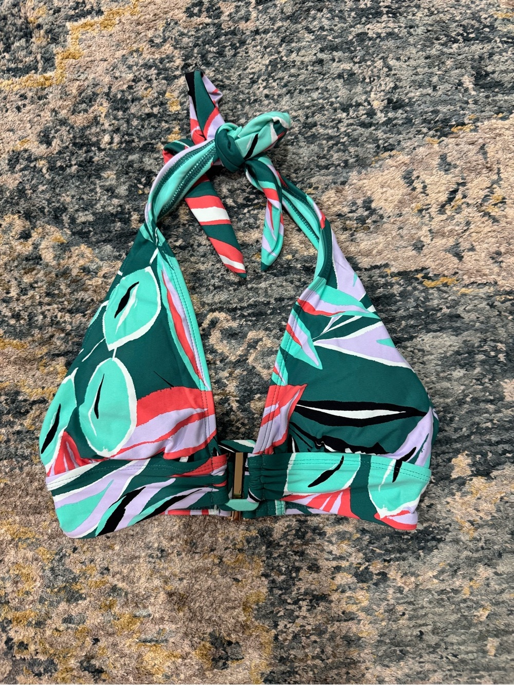Anne Cole Women’s Tropical Halter Swim Top - Green Multi